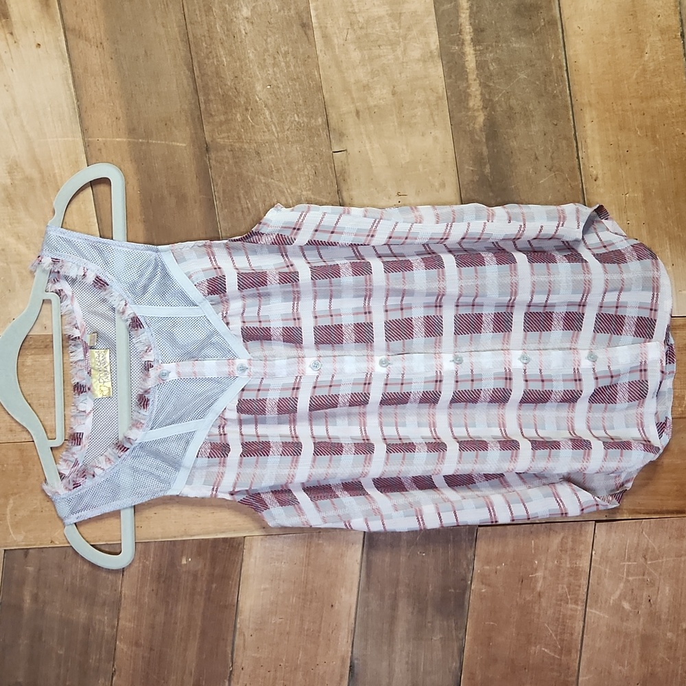 Vera Wang Princess Sheer Button Down Top